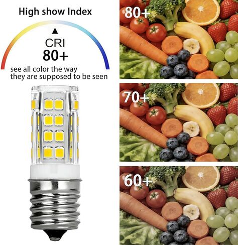 GARTO E17 LED Bulb (2 Pack) Dimmable, 5W Intermediate Base, 400LM, 6000K Daylight, 120V, 40W Incan Equivalent, Replacement for Microwave, Stove, Range Hood, Refrigerator in Kuwait