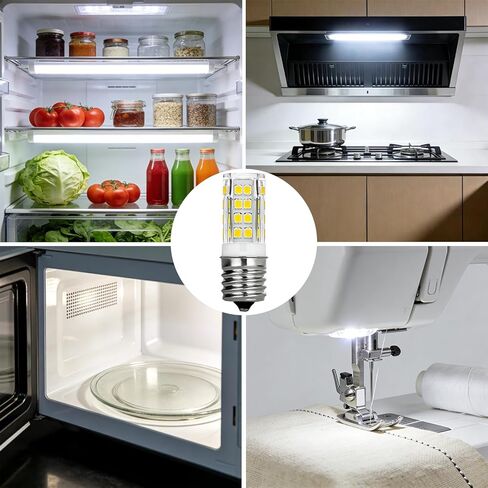 GARTO E17 LED Bulb (2 Pack) Dimmable, 5W Intermediate Base, 400LM, 6000K Daylight, 120V, 40W Incan Equivalent, Replacement for Microwave, Stove, Range Hood, Refrigerator in Kuwait