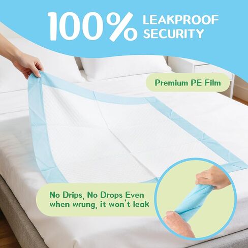 VUSIGN Puppy Pee Pads 100 Count Dog Training Pads 22''x 22'' Leakproof Super Absorbent Potty Training with Quick-Dry Surface, 5-Layer Disposable Underpads for Baby, Puppy and Adults, Blue & White in Kuwait