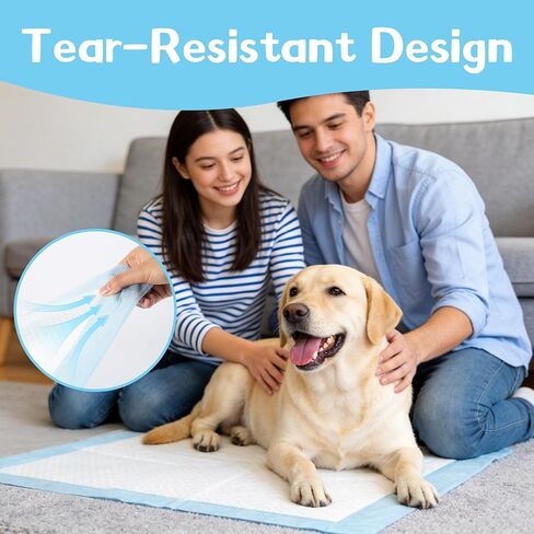 VUSIGN Puppy Pee Pads 100 Count Dog Training Pads 22''x 22'' Leakproof Super Absorbent Potty Training with Quick-Dry Surface, 5-Layer Disposable Underpads for Baby, Puppy and Adults, Blue & White in Kuwait