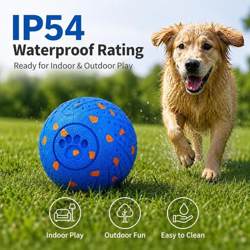 Smart Interactive Dog Ball, Automatic Moving, Bouncing and Rolling Dog Toy with 3 Play Modes, Type-C Rechargeable E-TPU Active Play Ball for Medium and Large Dogs, IP54 Splash-Resistant in Saudi Arabia