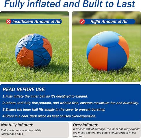 18'' Herding Ball for Dogs –Enhanced Chew Resistance with Durable 900D Oxford Cover, Interactive Dog Toy for Australian Shepherds, Cattle, Border Collies, Outdoor Training & Backyard Play in Kuwait