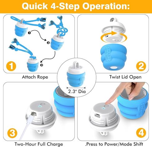 Interactive Dog Toys Ball - Fun Moving Dog Toys to Keep Them Busy | Rechargeable Smart Automatic Dog Ball for Large, Medium, and Small Puppy Dogs for Boredom, Blue in Kuwait