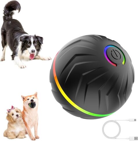 Interactive Dog Toys Ball, Moving Activated Automatic Bouncing Rolling Dog Balls with Led Lights, Smart Interactive Dog Toy for Puppy/Small/Medium Dogs & USB Random Style in Kuwait