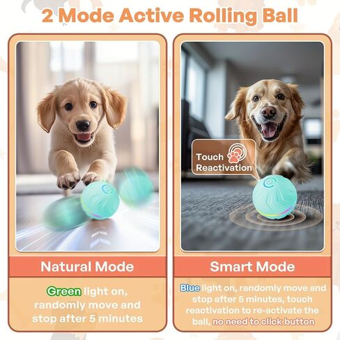 Interactive Dog Toys Ball, Moving Activated Automatic Bouncing Rolling Dog Balls with Led Lights, Smart Interactive Dog Toy for Puppy/Small/Medium Dogs & USB Random Style in Kuwait