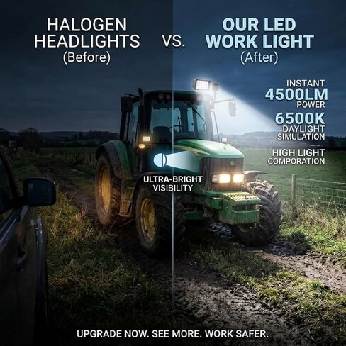 2PACK 6.3IN Led Work Light,Rectangular 12/24 Volt DC 45W 4500LM,Brightest Led Flood Light Bar Heavy Duty Offroad Headlight Waterproof for Truck Tractor ATV SUV UTV in Saudi Arabia