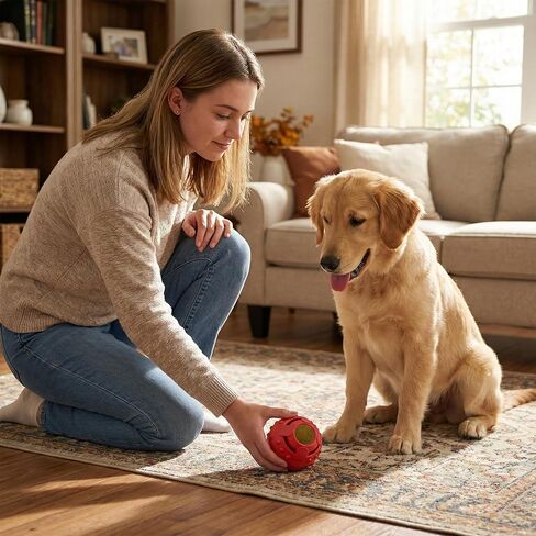 لعبة كرة لغز مزدوجة للكلاب من SPOT Seek-A-Treat، موزع حلوى مطاطي متين مقاس 3.25 سم مع فتحات مزدوجة للتحفيز الذهني واللعب طويل الأمد، للكلاب التي يصل وزنها إلى 50 رطلاً in Kuwait