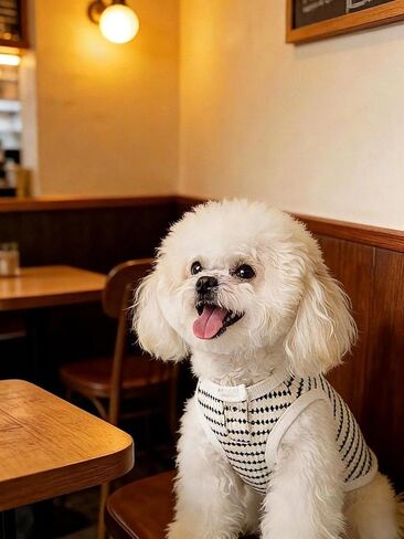Pet Dog Sleeveless Vest Polka Dot Stripe Knit Design Breathable Thin Fabric Korean Style for Small Medium Dogs White M in Kuwait
