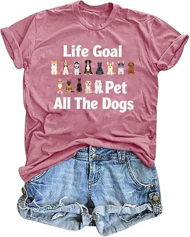 تي شيرت مطبوع عليه Dog Mom: الحياة أفضل مع الكلاب تي شيرت نسائي هدية لمحبي الحيوانات الأليفة ملابس علوية غير رسمية in Kuwait