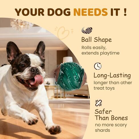 Interactive Dog Toys with Built-in Treats: Rolling Lick Ball for Dogs, Beef Flavor Enrichment Dog Treat Toy to Keep Them Busy, Mental Stimulation Toys for Small Medium Large Breed, Indoor Outdoor Use in Saudi Arabia