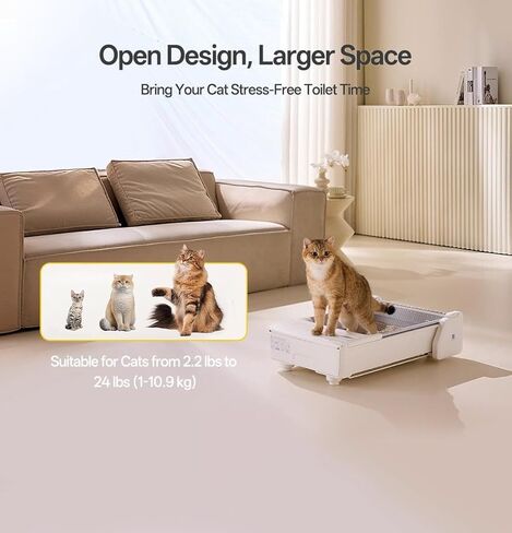 UBPET Open-Top Automatic Cat Litter Box, Self Cleaning Litter Box for Multiple Cats, Weight Sensors Safety Protection, Smart APP Control, Odor-Free Waste Disposal, Works with Bentonite Mineral Litter in Saudi Arabia