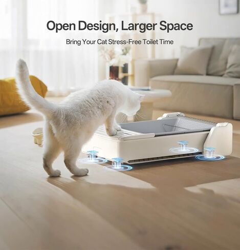 UBPET Open-Top Automatic Cat Litter Box, Self Cleaning Litter Box for Multiple Cats, Weight Sensors Safety Protection, Smart APP Control, Odor-Free Waste Disposal, Works with Bentonite Mineral Litter in Saudi Arabia