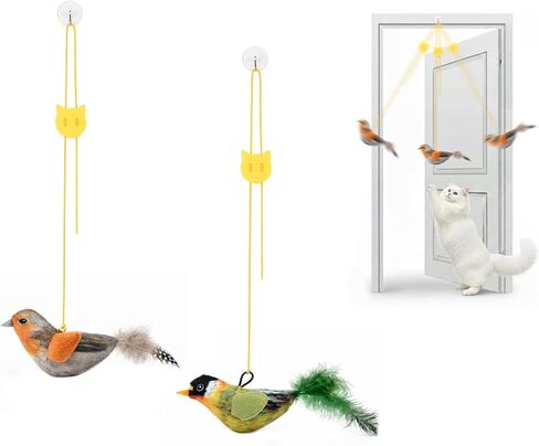 DS. DISTINCTIVE STYLE Interactive Chirping Bird Cat Toy, Simulated Bird Design Cat Toys for Indoor Cats Kitten, Fun Hunting Exercise Cat Bird Toy (2 Pack) in Kuwait