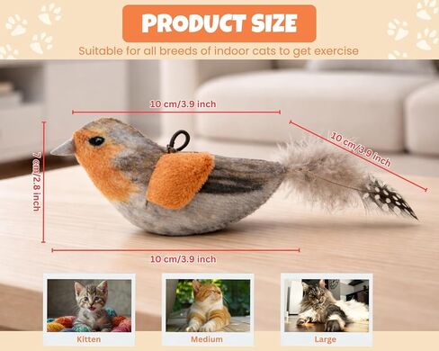 DS. DISTINCTIVE STYLE Interactive Chirping Bird Cat Toy, Simulated Bird Design Cat Toys for Indoor Cats Kitten, Fun Hunting Exercise Cat Bird Toy (2 Pack) in Kuwait