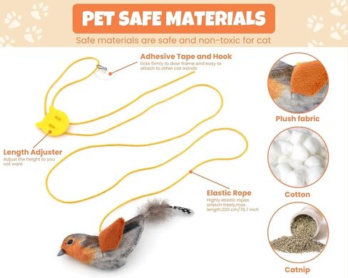 DS. DISTINCTIVE STYLE Interactive Chirping Bird Cat Toy, Simulated Bird Design Cat Toys for Indoor Cats Kitten, Fun Hunting Exercise Cat Bird Toy (2 Pack) in Kuwait