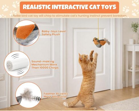 DS. DISTINCTIVE STYLE Interactive Chirping Bird Cat Toy, Simulated Bird Design Cat Toys for Indoor Cats Kitten, Fun Hunting Exercise Cat Bird Toy (2 Pack) in Kuwait