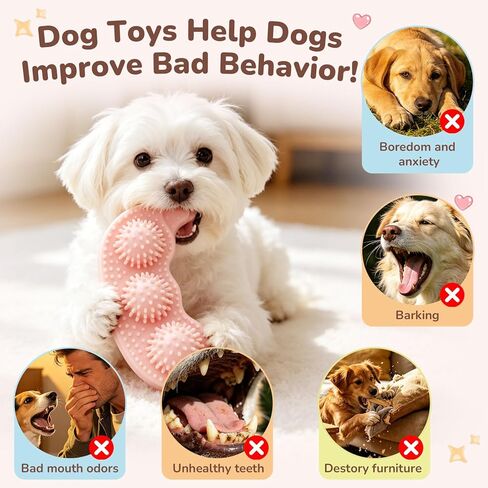 5 Pack Puppy Chew Toys for Small Dogs,Puppy Teething Toys for Small Puppies,Soft Rubber Dog Toys for Small Breed Interactive Chew Toys to Keep Them Busy (Pink) in Kuwait