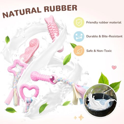 5 Pack Puppy Chew Toys for Small Dogs,Puppy Teething Toys for Small Puppies,Soft Rubber Dog Toys for Small Breed Interactive Chew Toys to Keep Them Busy (Pink) in Kuwait