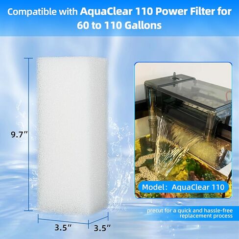 مجموعة من 6 وسادات إسفنجية بديلة من AQUANEAT، حشوة إسفنجية لحوض السمك متوافقة مع AquaClear 110، وسائط فلتر خزان الأسماك in Kuwait