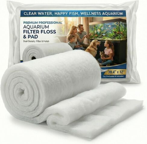 Aquarium Filter Pad 39.4 x 11.8in, Aquarium Filter Floss, Aquarium Filter Media for Crystal Clear Water, Fish Tank, Ponds & Garden, Cut to Fit for Sump & Canister Filters in Kuwait
