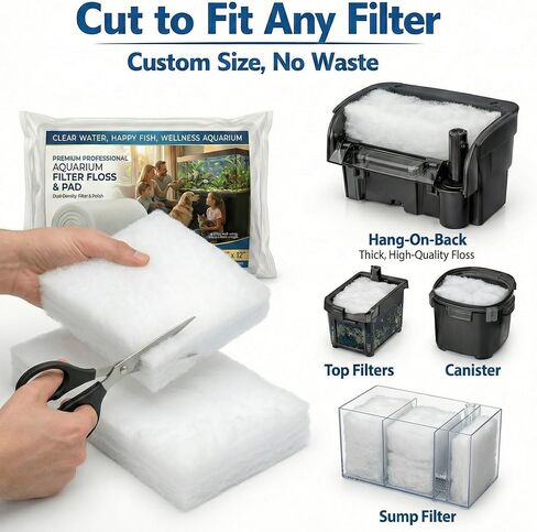 Aquarium Filter Pad 39.4 x 11.8in, Aquarium Filter Floss, Aquarium Filter Media for Crystal Clear Water, Fish Tank, Ponds & Garden, Cut to Fit for Sump & Canister Filters in Kuwait