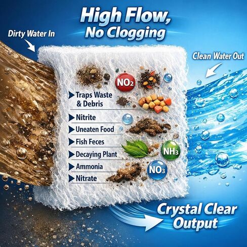 Aquarium Filter Pad 39.4 x 11.8in, Aquarium Filter Floss, Aquarium Filter Media for Crystal Clear Water, Fish Tank, Ponds & Garden, Cut to Fit for Sump & Canister Filters in Kuwait