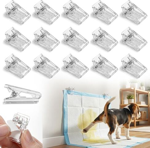 Puppy Potty Pad Wall Holder Clips, 15 Pcs Dog Pee Pad Wall Holder Prevents Male Dog Leg-Lifting & Floor Mess, Strong Adhesive Training Pad Sticky Holders for Indoor (Clear-15 pcs) in Kuwait