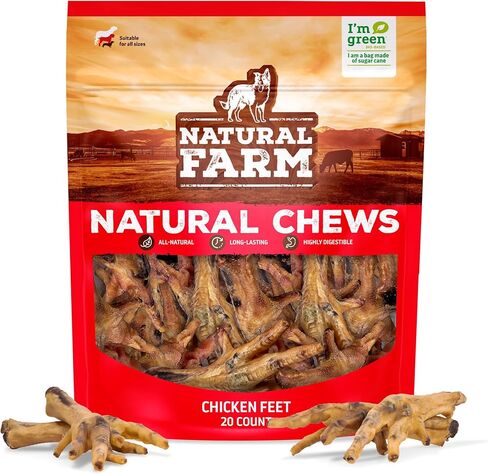 Natural Farm Nail-Free Chicken Feet Dog Treats (40 Pack), 100% Free-Range Air Dried Chicken Feet, No Nails, Fully Digestible, High Protein, Low Calorie, Joint Support, Single Ingredient in Kuwait