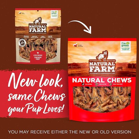 Natural Farm Nail-Free Chicken Feet Dog Treats (40 Pack), 100% Free-Range Air Dried Chicken Feet, No Nails, Fully Digestible, High Protein, Low Calorie, Joint Support, Single Ingredient in Kuwait
