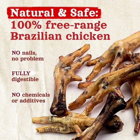 Natural Farm Nail-Free Chicken Feet Dog Treats (40 Pack), 100% Free-Range Air Dried Chicken Feet, No Nails, Fully Digestible, High Protein, Low Calorie, Joint Support, Single Ingredient in Kuwait