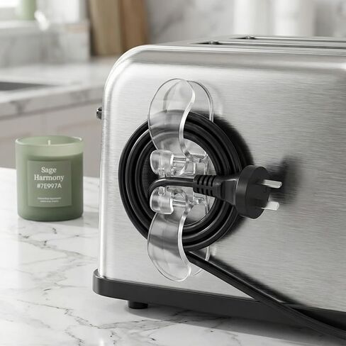 3 Pieces Appliance Cord Organizer Set, Stick-On Cord Holder and Cord Wrapper for Kitchen Appliances, Cable Winder for Home Use (Clear-3PCS) in Saudi Arabia