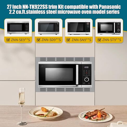 طقم تشذيب NN-TK922SS مقاس 27 بوصة للاستخدام مع أفران الميكروويف باناسونيك، لفرن ميكروويف 2.2 قدم مكعب، طقم تشذيب ميكروويف مدمج من الفولاذ المقاوم للصدأ مقاس 27 بوصة، لـ NN-SD9-S، NN-SE9-S، NN-ST9-S، NN-SN9-S in Kuwait