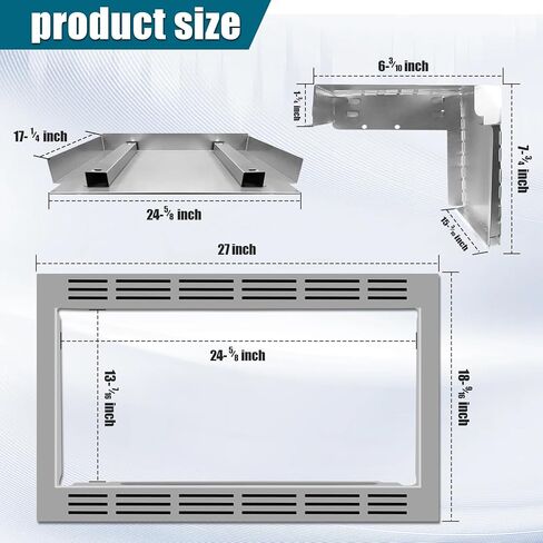 طقم تشذيب NN-TK922SS مقاس 27 بوصة للاستخدام مع أفران الميكروويف باناسونيك، لفرن ميكروويف 2.2 قدم مكعب، طقم تشذيب ميكروويف مدمج من الفولاذ المقاوم للصدأ مقاس 27 بوصة، لـ NN-SD9-S، NN-SE9-S، NN-ST9-S، NN-SN9-S in Kuwait