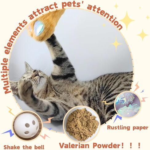 Cat Toy Stinky Paws, Filled with Valerian Catnip, Hang Anywhere, Features Crinkle Paper and Rattle, Multi-Function Interactive Cat Toy, Suitable for All Cat Breeds in Kuwait