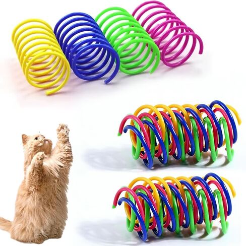 Interactive Cat Spring Toys, 12-Pack Colorful Spiral Play Springs for Kittens, Bouncy Plastic Toys for Swatting, Biting, Chasing, Pouncing & Daily Exercise Fun Indoors(Random Color) in Kuwait