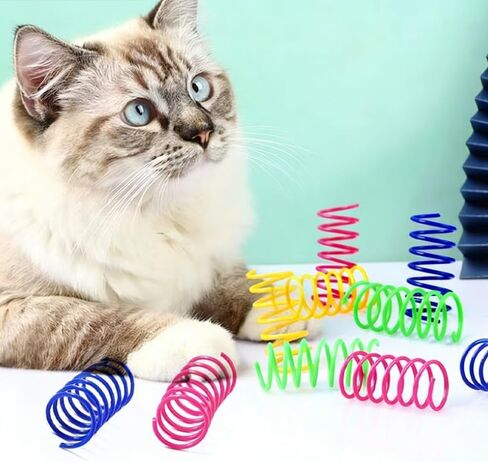Interactive Cat Spring Toys, 12-Pack Colorful Spiral Play Springs for Kittens, Bouncy Plastic Toys for Swatting, Biting, Chasing, Pouncing & Daily Exercise Fun Indoors(Random Color) in Kuwait