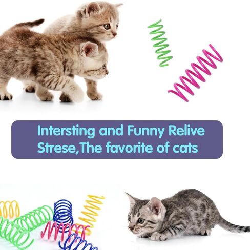 Interactive Cat Spring Toys, 12-Pack Colorful Spiral Play Springs for Kittens, Bouncy Plastic Toys for Swatting, Biting, Chasing, Pouncing & Daily Exercise Fun Indoors(Random Color) in Kuwait