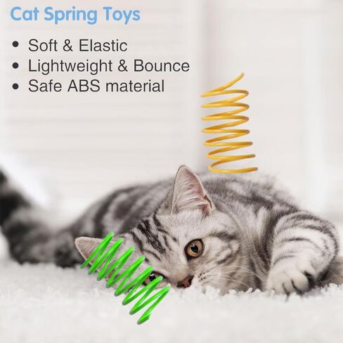 Interactive Cat Spring Toys, 12-Pack Colorful Spiral Play Springs for Kittens, Bouncy Plastic Toys for Swatting, Biting, Chasing, Pouncing & Daily Exercise Fun Indoors(Random Color) in Kuwait