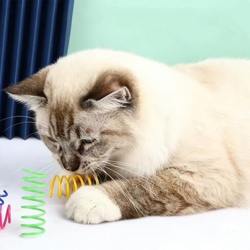 Interactive Cat Spring Toys, 12-Pack Colorful Spiral Play Springs for Kittens, Bouncy Plastic Toys for Swatting, Biting, Chasing, Pouncing & Daily Exercise Fun Indoors(Random Color) in Kuwait