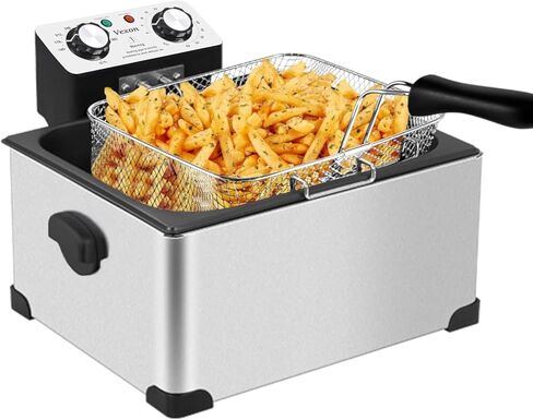 1800W Electric Deep Fryer with 3 Frying Baskets,5 Liters/21 Cups Deep Fryer with Viewing Window,Removable Frying Basket and Easy to Clean Stainless Steel Body, Silver in Kuwait