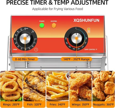 10.5QT Commercial Deep Fryer with Timer & Limit Thermostat, Thickened Stainless Steel Electric Fryer with Rolled Safety Edges, 10L Large Capacity Oil Fryer for Home, Restaurant & Party in Kuwait