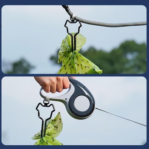 Dog Poop Bag Holder Dog Walking Poop Bag Hands Free Holder & Bag Set Clip Poop Dag Dispenser, Poop Bag Holders for Leashes, Poop Bags for Dog Pet Waste Bag Clamp for Walking Running Bicycle Accessory in Kuwait