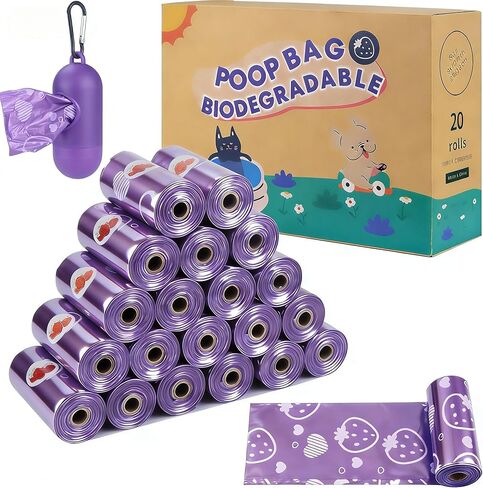 Dog Poop Bags 300 Count, Thick Leak-Proof Scented Dog Waste Bags, Easy Tear & Universal Fit for Small/Medium/Large Dogs (Purple) in Saudi Arabia