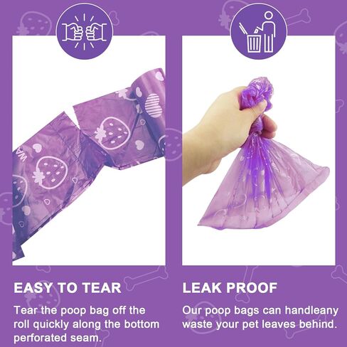Dog Poop Bags 300 Count, Thick Leak-Proof Scented Dog Waste Bags, Easy Tear & Universal Fit for Small/Medium/Large Dogs (Purple) in Saudi Arabia