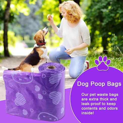 Dog Poop Bags 300 Count, Thick Leak-Proof Scented Dog Waste Bags, Easy Tear & Universal Fit for Small/Medium/Large Dogs (Purple) in Saudi Arabia