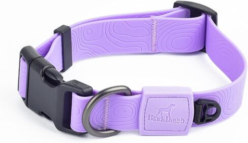 Waterproof Dog Collar, Soft Touch PVC Coated Webbing with 3D Topographic Texture, Odor Proof, Adjustable & Easy to Clean for Daily Comfort (Lavender, Large) in Saudi Arabia