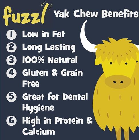 Fuzzl - حزمة من 6 مضغ صغير بنكهة الياك للكلاب، التوت والفراولة والتوت البري والنعناع والتفاح وزبدة الفول السوداني | يعالج جبن الهيمالايا الطبيعي مضغ الأسنان طويل الأمد للسلالات الصغيرة in Kuwait