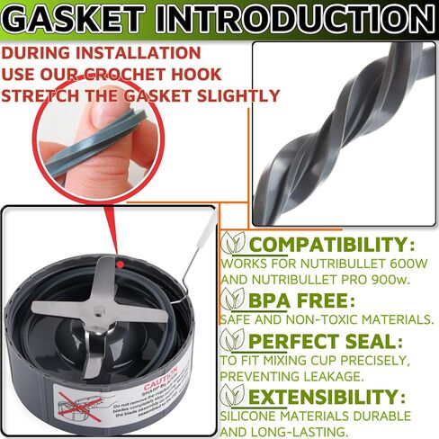 3 Pcs Blender Gasket Replacement with 1 X Crochet Hook for Nutribullet Replacement Parts Gasket Replacement Nutribullet Replacement Parts for Nutribullet Blender 600W and Nutribullet Pro 900W in Kuwait