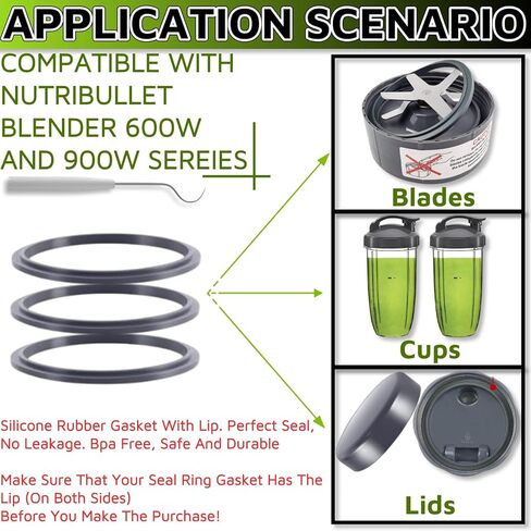 3 Pcs Blender Gasket Replacement with 1 X Crochet Hook for Nutribullet Replacement Parts Gasket Replacement Nutribullet Replacement Parts for Nutribullet Blender 600W and Nutribullet Pro 900W in Kuwait