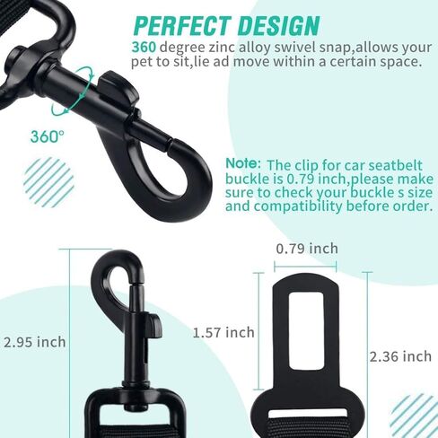 2pcsDog Seat Belt for Car, Heavy Duty Pet Car Seatbelt with Elastic Bungee Buffer & Reflective Stitching, Adjustable Vehicle Lead Leash for Dogs & Cats, Universal Swivel Clip Safety Harness Attachment in Kuwait